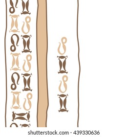Vertical seamless pattern of zodiac signs, doodles,  object, gemini,lion, stripes, spot, copy space. Hand drawn.