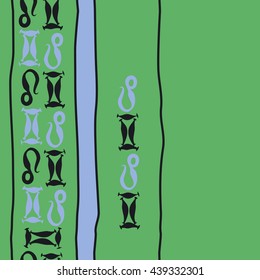 Vertical seamless pattern of zodiac signs, doodles,  object, gemini,lion, stripes, spot, copy space. Hand drawn.