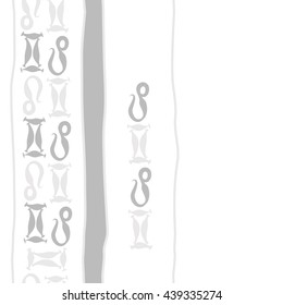 Vertical seamless pattern of zodiac signs, doodles,  object, gemini,lion, stripes, spot, copy space. Hand drawn.