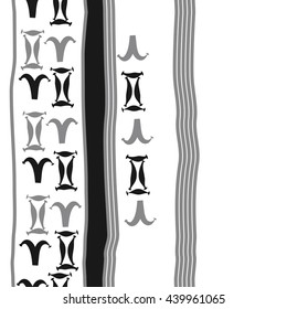 Vertical seamless pattern of zodiac signs, doodles,  object, gemini,aries, stripes, spot, copy space. Hand drawn.