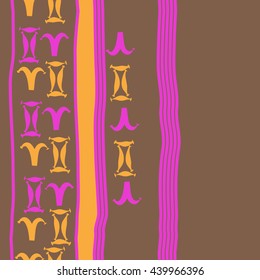 Vertical seamless pattern of zodiac signs, doodles,  object, gemini,aries, stripes, spot, copy space. Hand drawn.