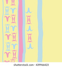 Vertical seamless pattern of zodiac signs, doodles,  object, gemini,aries, stripes, spot, copy space. Hand drawn.