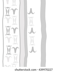 Vertical seamless pattern of zodiac signs, doodles,  object, gemini,aries, stripes, spot, copy space. Hand drawn.
