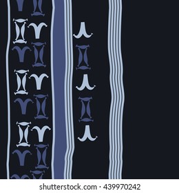 Vertical seamless pattern of zodiac signs, doodles,  object, gemini,aries, stripes, spot, copy space. Hand drawn.