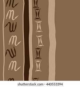 Vertical seamless pattern of zodiac signs, doodles,  object, gemini,scorpio, stripes, spot, copy space. Hand drawn.