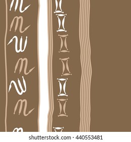Vertical seamless pattern of zodiac signs, doodles,  object, gemini,scorpio, stripes, spot, copy space. Hand drawn.
