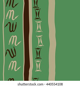 Vertical seamless pattern of zodiac signs, doodles,  object, gemini,scorpio, stripes, spot, copy space. Hand drawn.