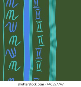 Vertical seamless pattern of zodiac signs, doodles,  object, gemini,scorpio, stripes, spot, copy space. Hand drawn.