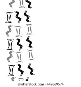 Vertical seamless pattern of zodiac signs, doodles,  object, gemini,aquarius, copy space . Hand drawn.
