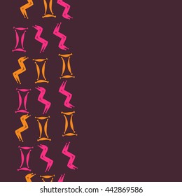 Vertical seamless pattern of zodiac signs, doodles,  object, gemini,aquarius, copy space . Hand drawn.