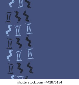 Vertical seamless pattern of zodiac signs, doodles,  object, gemini,aquarius, copy space . Hand drawn.