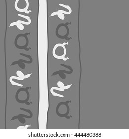 Vertical seamless pattern of zodiac signs, doodles,  object, taurus,capricorn, stripes, spot, copy space. Hand drawn.