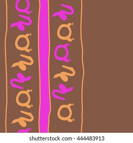 Vertical seamless pattern of zodiac signs, doodles,  object, taurus,capricorn, stripes, spot, copy space. Hand drawn.
