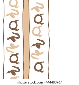 Vertical seamless pattern of zodiac signs, doodles,  object, taurus,capricorn, stripes, spot, copy space. Hand drawn.