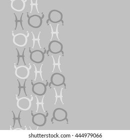 Vertical seamless pattern of zodiac signs, doodles,  object, taurus,pisces,  copy space. Hand drawn.