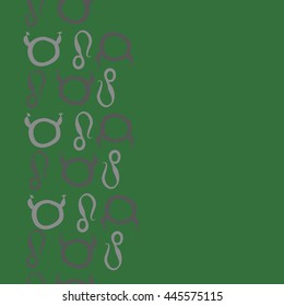 Vertical seamless pattern of zodiac signs, doodles,  object, taurus,lions, copy space. Hand drawn.