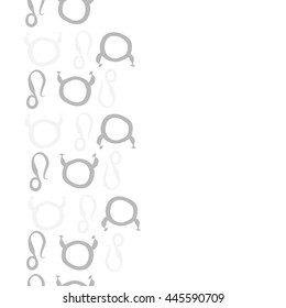 Vertical seamless pattern of zodiac signs, doodles,  object, taurus,lions, copy space. Hand drawn.