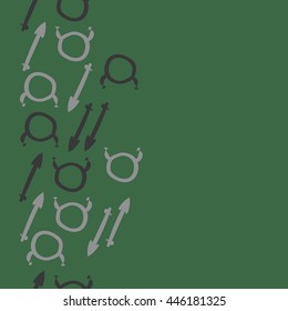 Vertical seamless pattern of zodiac signs, doodles,  object, taurus,sagittarius,  copy space. Hand drawn.