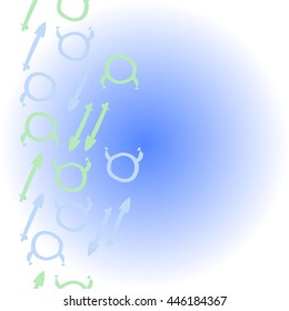 Vertical seamless pattern of zodiac signs, doodles,  object, taurus,sagittarius,  copy space. Hand drawn.