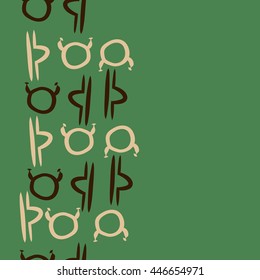 Vertical seamless pattern of zodiac signs, doodles,  object, taurus,libra,  copy space. Hand drawn.