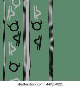 Vertical seamless  pattern of zodiac signs, doodles,  object, taurus,libra, stripes, spot, copy space. Hand drawn.