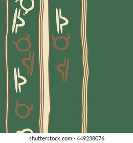 Vertical seamless  pattern of zodiac signs, doodles,  object, taurus,libra, stripes, spot, copy space. Hand drawn.