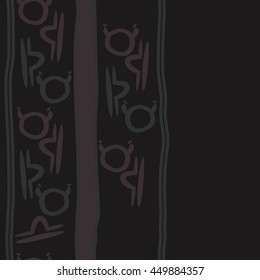 Vertical seamless  pattern of zodiac signs, doodles,  object, taurus,libra, stripes, copy space. Hand drawn.
