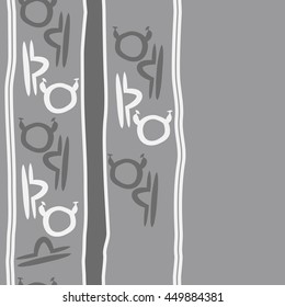 Vertical seamless  pattern of zodiac signs, doodles,  object, taurus,libra, stripes, copy space. Hand drawn.