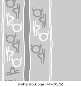 Vertical seamless  pattern of zodiac signs, doodles,  object, taurus,libra, stripes, copy space. Hand drawn.