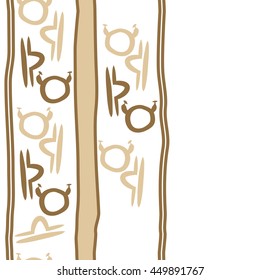 Vertical seamless  pattern of zodiac signs, doodles,  object, taurus,libra, stripes, copy space. Hand drawn.