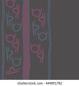 Vertical seamless  pattern of zodiac signs, doodles,  object, taurus,libra, stripes, copy space. Hand drawn.