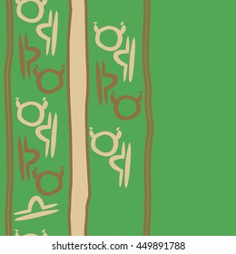 Vertical seamless  pattern of zodiac signs, doodles,  object, taurus,libra, stripes, copy space. Hand drawn.