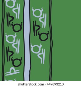 Vertical seamless  pattern of zodiac signs, doodles,  object, taurus,libra, stripes, copy space. Hand drawn.