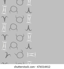Vertical seamless  pattern of zodiac signs. Hand drawn.