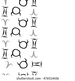 Vertical seamless  pattern of zodiac signs. Hand drawn.