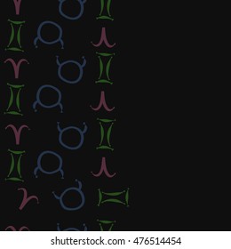 Vertical seamless  pattern of zodiac signs. Hand drawn.