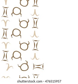 Vertical seamless  pattern of zodiac signs. Hand drawn.