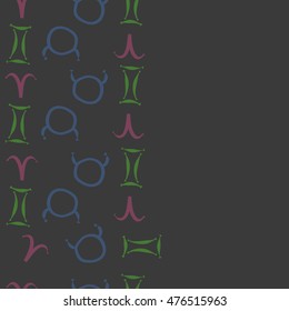 Vertical seamless  pattern of zodiac signs. Hand drawn.