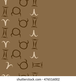 Vertical seamless  pattern of zodiac signs. Hand drawn.