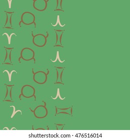 Vertical seamless  pattern of zodiac signs. Hand drawn.