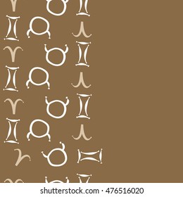 Vertical seamless  pattern of zodiac signs. Hand drawn.