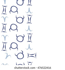 Vertical seamless  pattern of zodiac signs. Hand drawn.