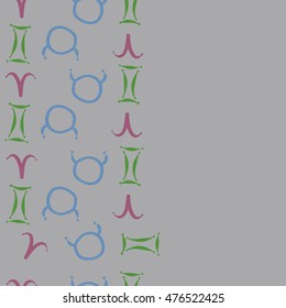 Vertical seamless  pattern of zodiac signs. Hand drawn.