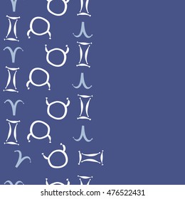 Vertical seamless  pattern of zodiac signs. Hand drawn.