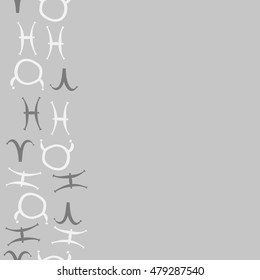 Vertical seamless pattern with zodiac signs. Hand drawn.