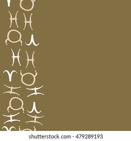Vertical seamless pattern with zodiac signs. Hand drawn.
