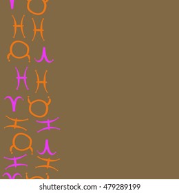 Vertical seamless pattern with zodiac signs. Hand drawn.