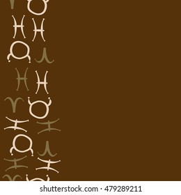 Vertical seamless pattern with zodiac signs. Hand drawn.