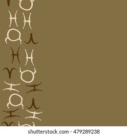 Vertical seamless pattern with zodiac signs. Hand drawn.