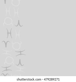 Vertical seamless pattern with zodiac signs. Hand drawn.